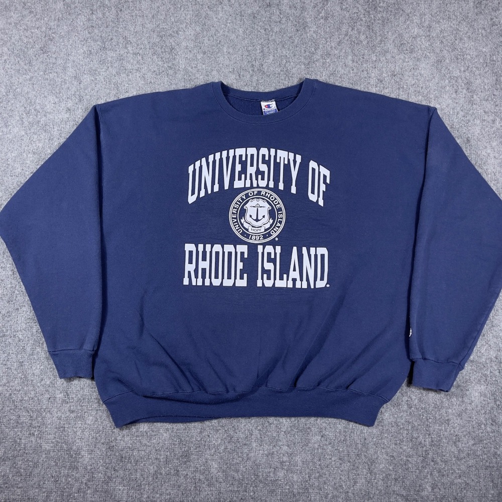 Vtg University of Rhode Island Champion Sweatshirt Mens XXL Navy Blue URI